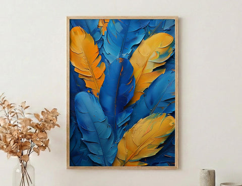 Rio Carnival Poster, Blue Feather Decor - Brazil Festival Print