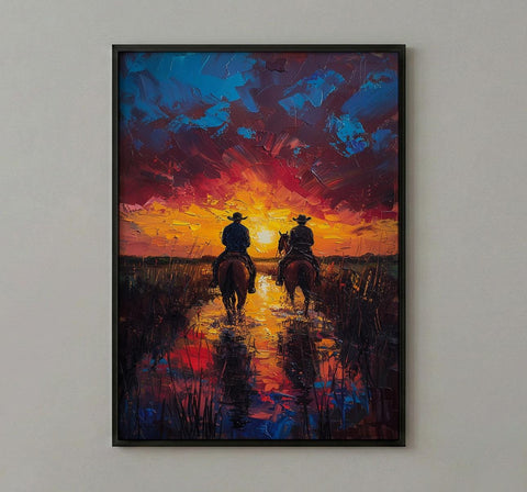 Argentina Gaucho Art Print, Green Pampas Decor - Golden Sunset Poster