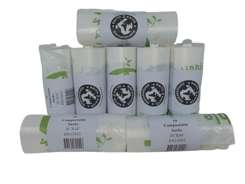 Earth2Earth Compostable Sacks 26" x 44" | Clear |10 Bags Per Roll