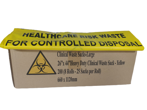 Yellow Clinical Waste Sacks Large 26" x 44"