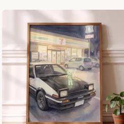 Smiski Inspired AE86 Poster, Tofu Delivery Wall Art, Drift Decor