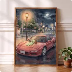 Smiski Inspired NSX Poster, Supercar Hood Wall Art, Honda Print