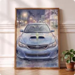 Smiski Inspired WRX Poster, Rally Hood Scoop Art, Subaru Decor
