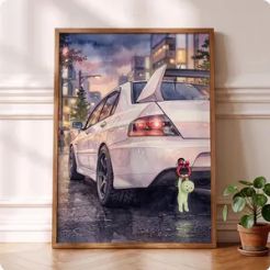 Smiski Inspired Evo Poster, Rally Tow Hook Wall Art, Car Print