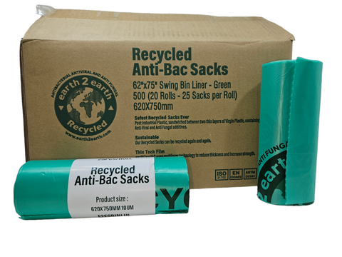 Earth2Earth Swing Bin Liners 62 cm x 75 cm | Green | Recycled