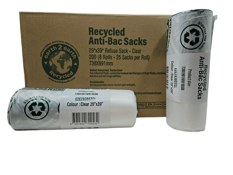 Earth2earth Recycled Anti-Bac Sacks 29" x 39" | Contract (1 Roll, Green)