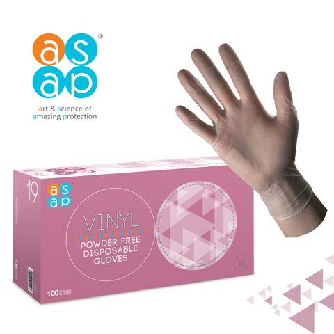 ASAP Vinyl Powder Free Disposable Gloves | Clear