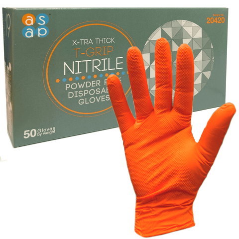 ASAP T-Grip Orange Nitrile Diamond Texture - Medium