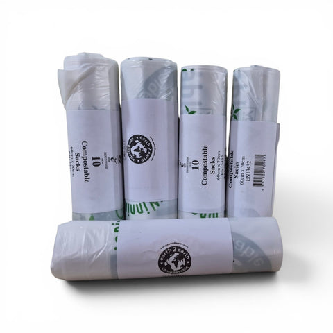 Earth2Earth Compostable Sacks 600 mm x 700 mm | Clear | 10 Bags