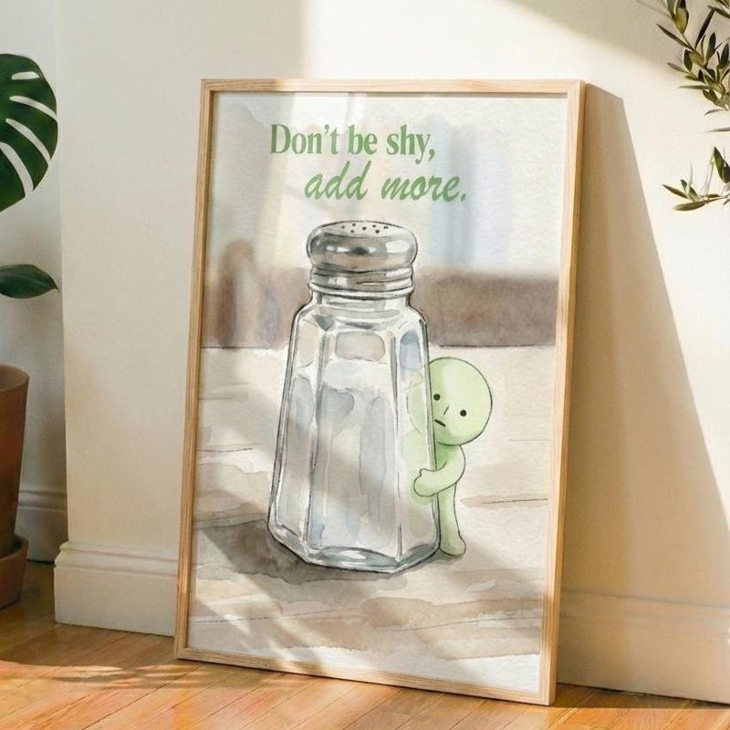 Smiski Salt Shaker Art, Minimalist Kitchen Decor, Cute Dining Room Print