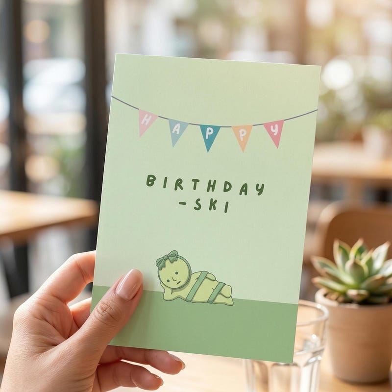 Funny Smiski Birthday Card – Kawaii Greeting Card with Envelope (Physical)