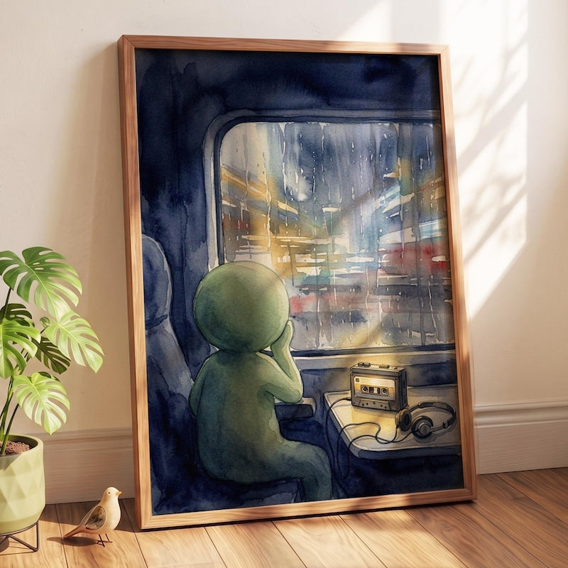 Smiski Inspired Wall Art, Midnight Train Poster