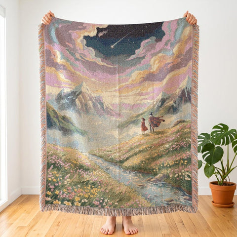 Howls Moving Castle Inspired Woven Blanket | Meadow | Anime Decor
