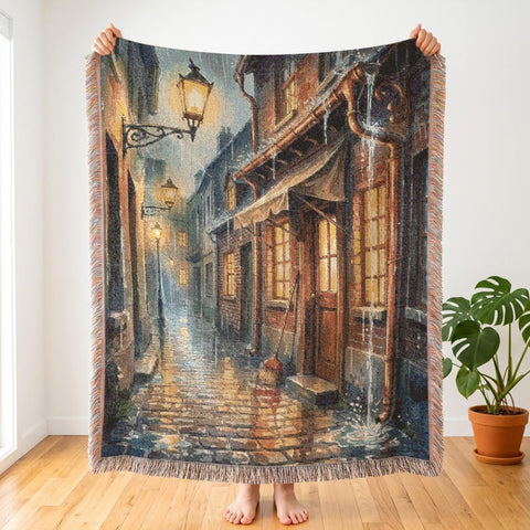 Kikis Delivery Service Inspired Woven Blanket | Rainy Alley | Decor