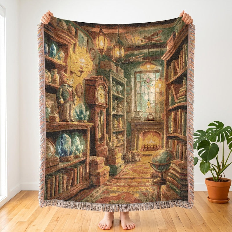 Whisper of the Heart Inspired Magical Antique Shop Woven Tapestry Blanket