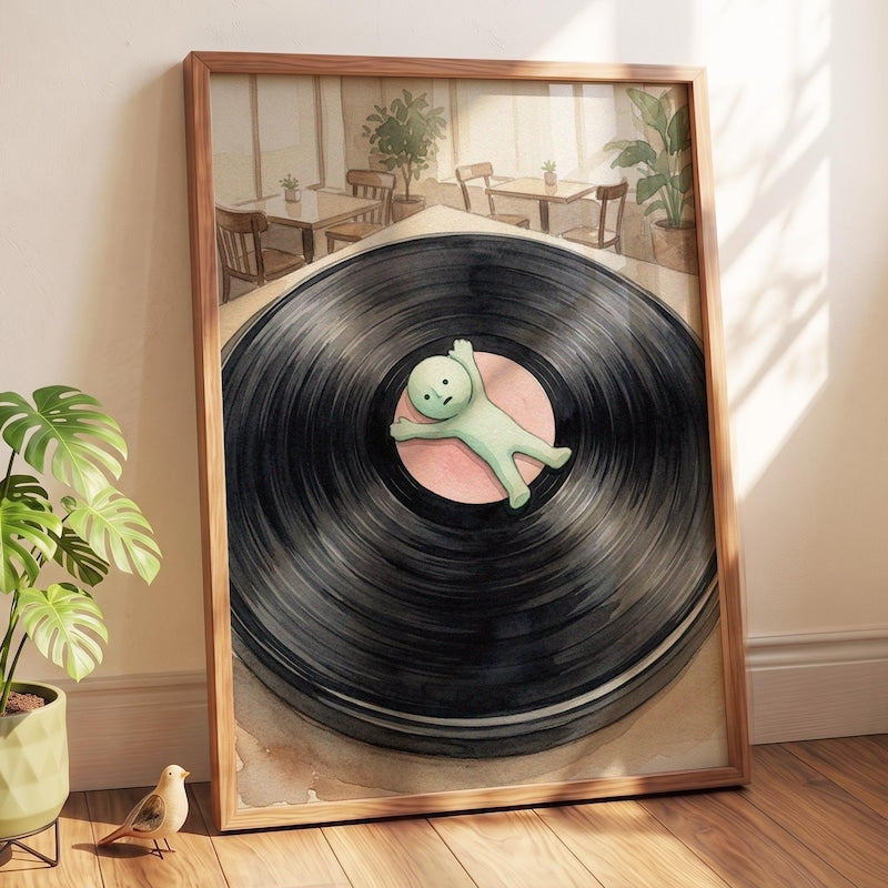 Smiski Inspired Poster, Vinyl Record Wall Art