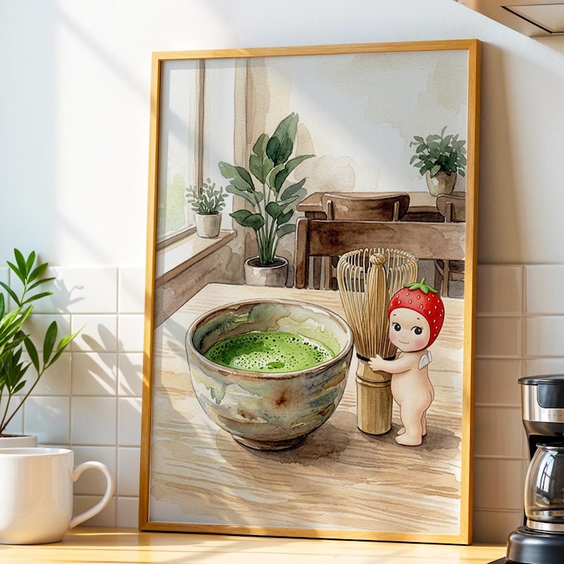 Sonny Angel Inspired Art, Matcha Bowl Poster