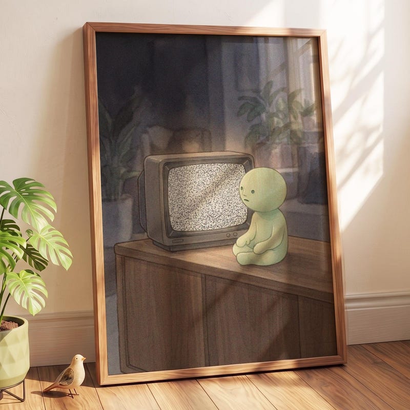 Smiski Inspired Wall Art, Retro CRT TV Poster