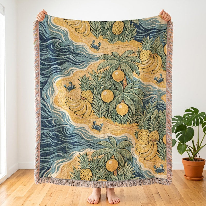Ginger Island Beach Woven Blanket, Stardew Valley Art