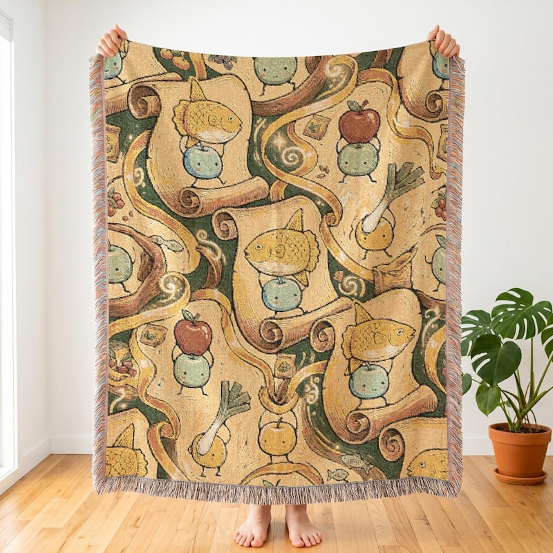 Stardew Valley Bundle Woven Blanket, Junimo Gamer Throw