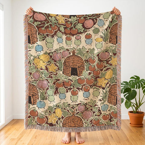 Junimo Hut Summer Harvest Woven Throw, Stardew Valley Art