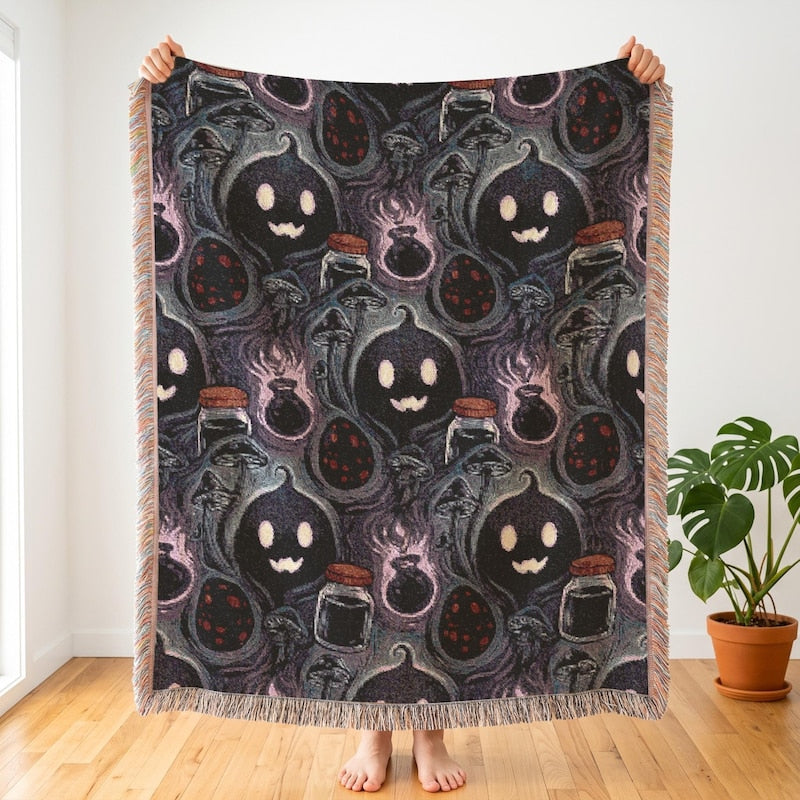 Stardew Valley Inspired Woven Blanket | Krobus | Spooky Gamer Decor