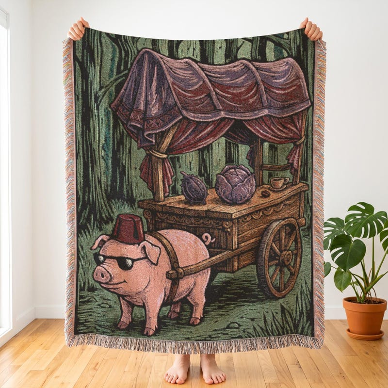 Stardew Valley Inspired Woven Blanket | Traveling Cart | Gamer Decor