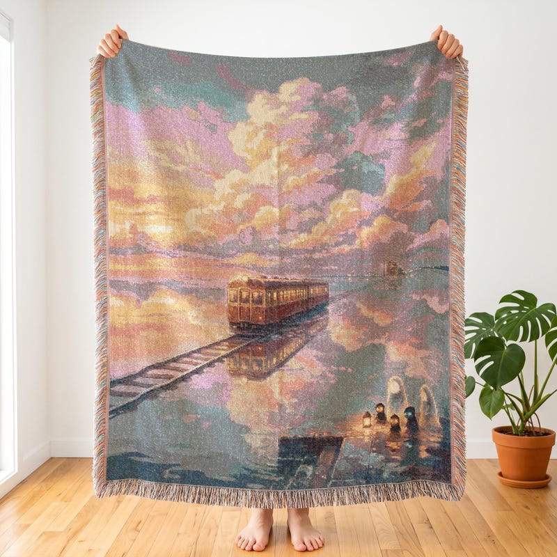 Spirited Away Inspired Woven Blanket | Ocean Train | Dreamy Decor