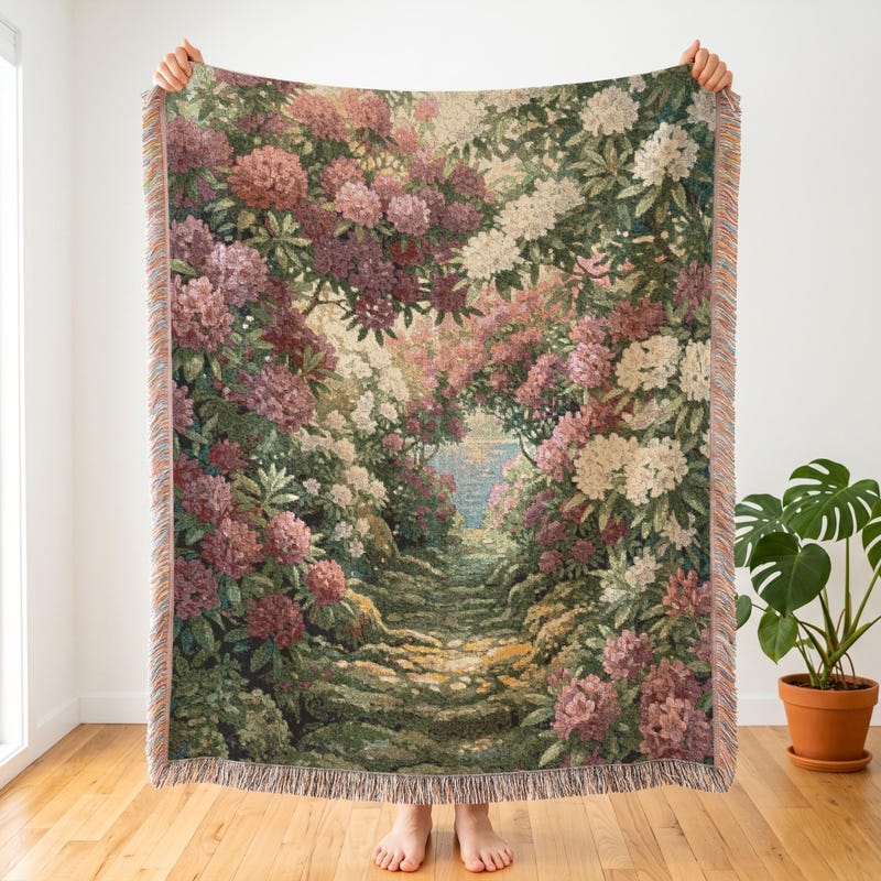 Spirited Away Inspired Woven Blanket | Floral Garden | Room Decor