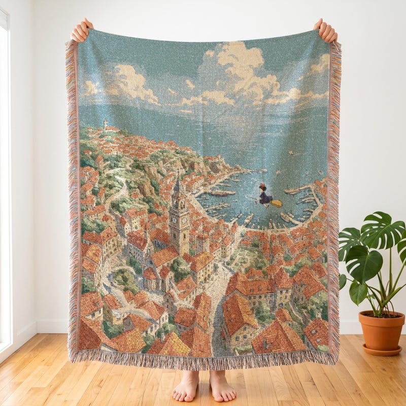 Kikis Delivery Service Inspired Woven Blanket | Koriko | Anime Decor