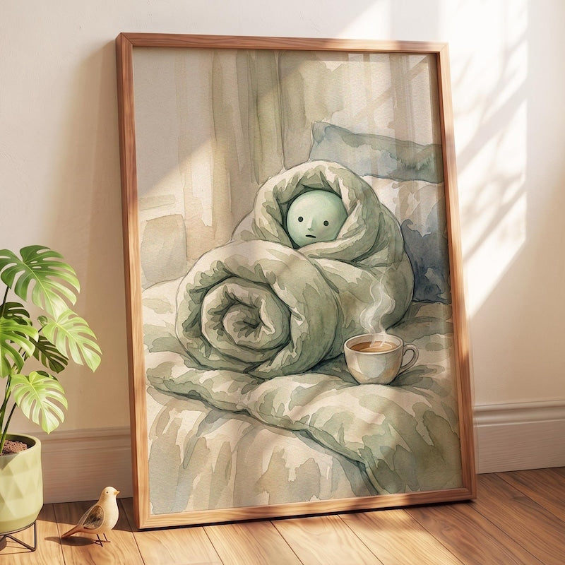 Eepy Swaddle Poster, Smiski Inspired Decor