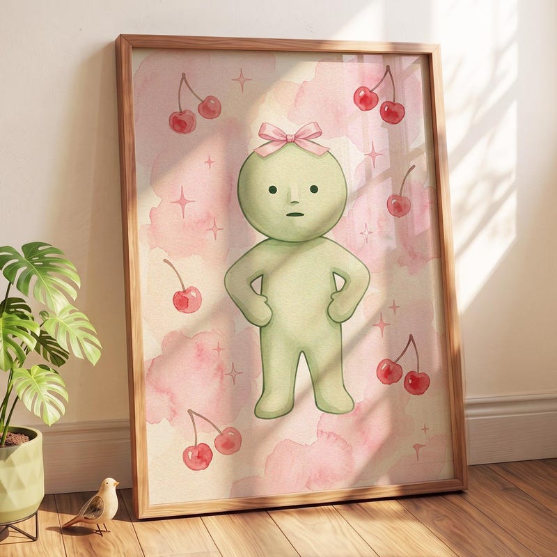 Coquette Room Decor, Smiski Inspired Poster