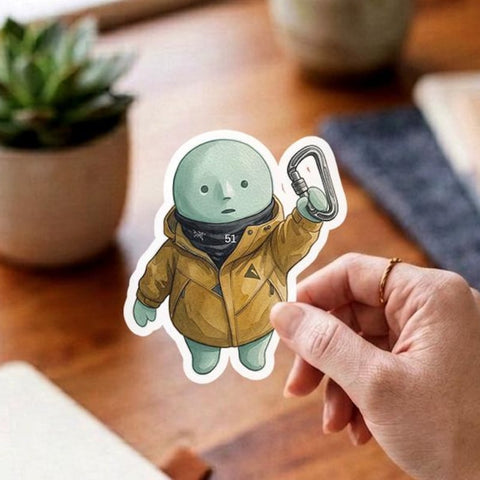 GORPCORE Smiski Inspired Sticker, Klättermusen Climbing Shell Decal