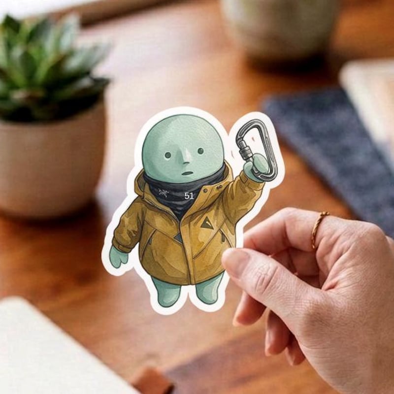 GORPCORE Smiski Inspired Sticker, Klättermusen Climbing Shell Decal