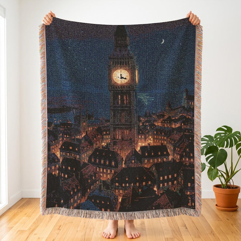 Kikis Delivery Service Inspired Throw, Anime City Blanket