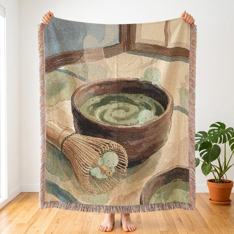 Matcha Whisk Smiski Inspired Woven Throw