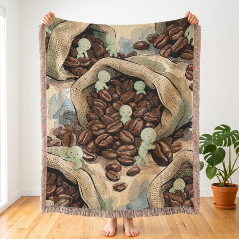Espresso Bean Smiski Inspired Woven Throw