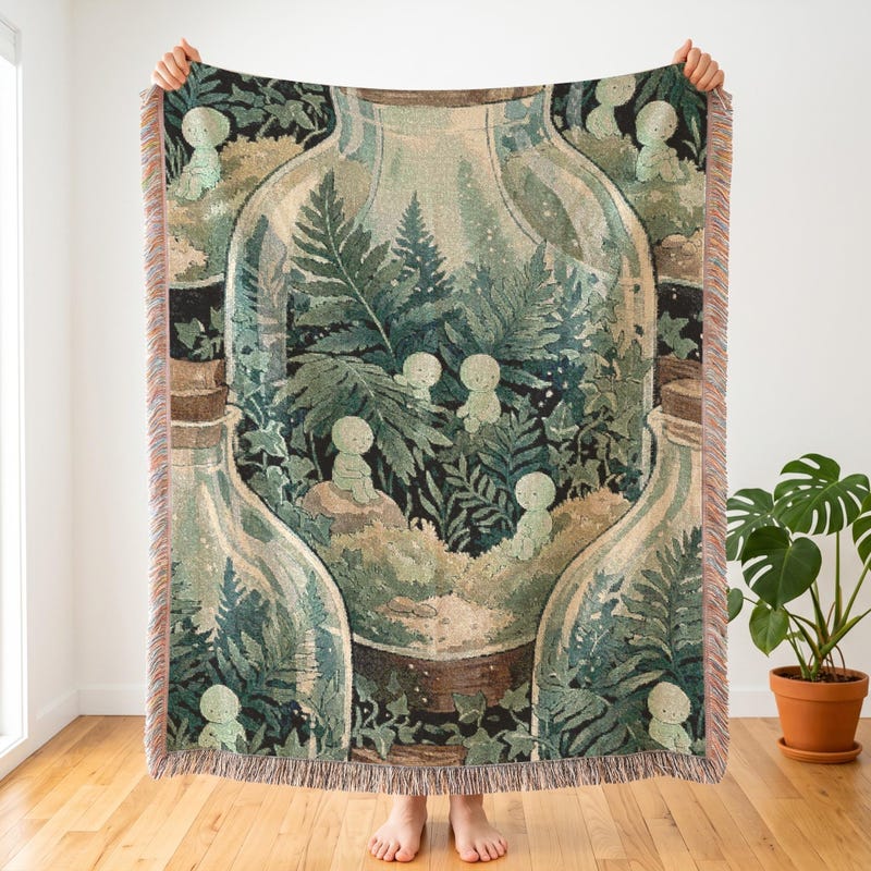 Midnight Terrarium Smiski Inspired Woven Blanket