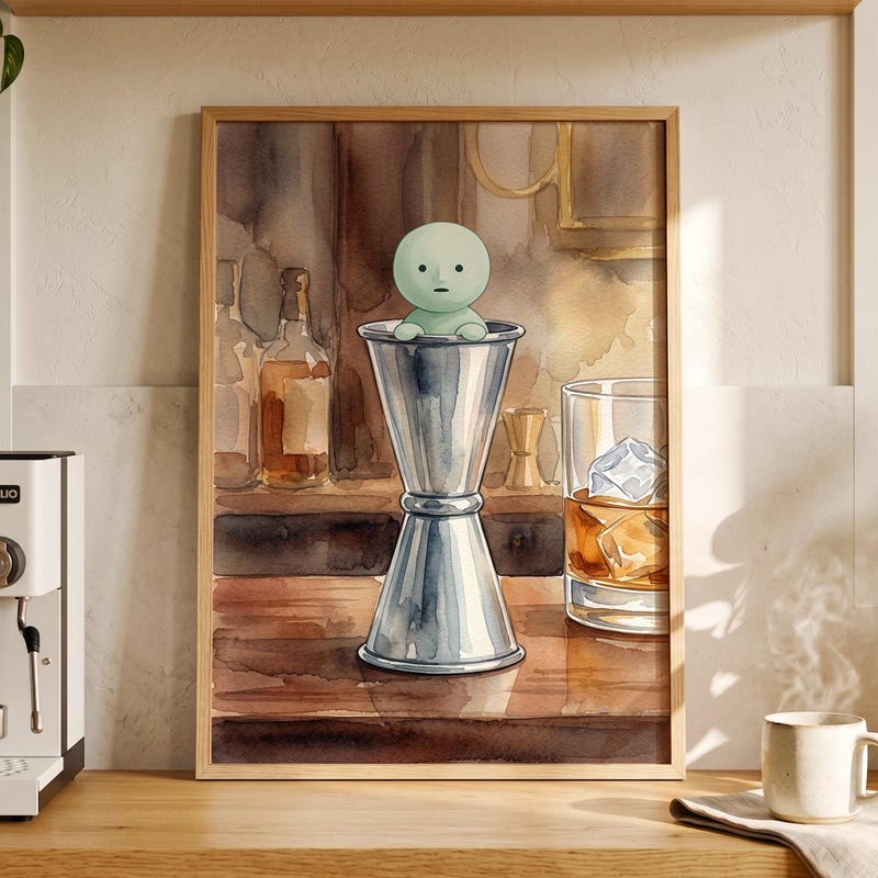 Cocktail Jigger Art, Smiski Inspired Print