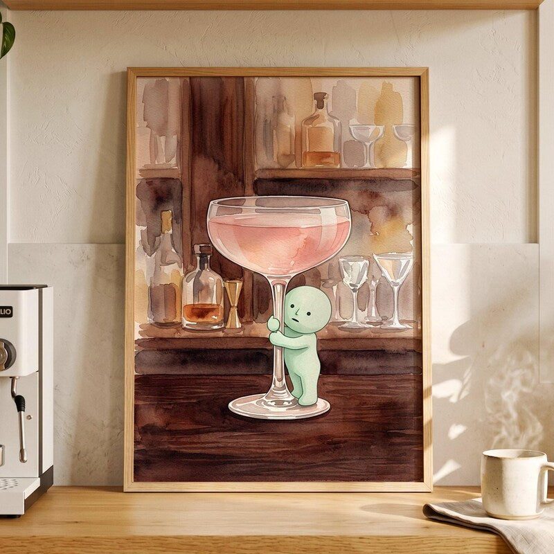 Coupe Glass Poster, Smiski Inspired Print