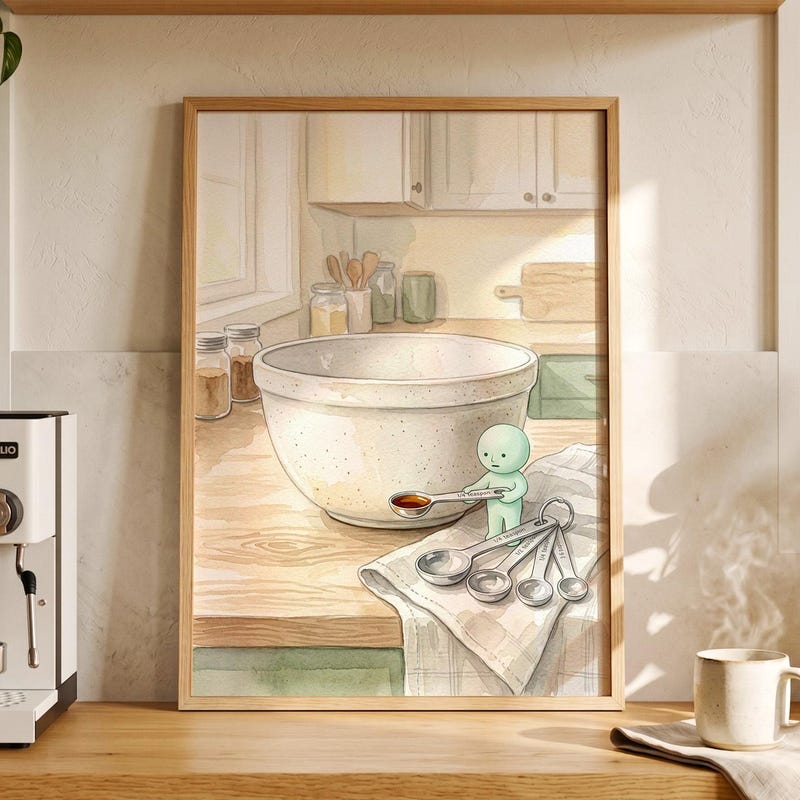 Kitchen Baking Art, Smiski Inspired Print