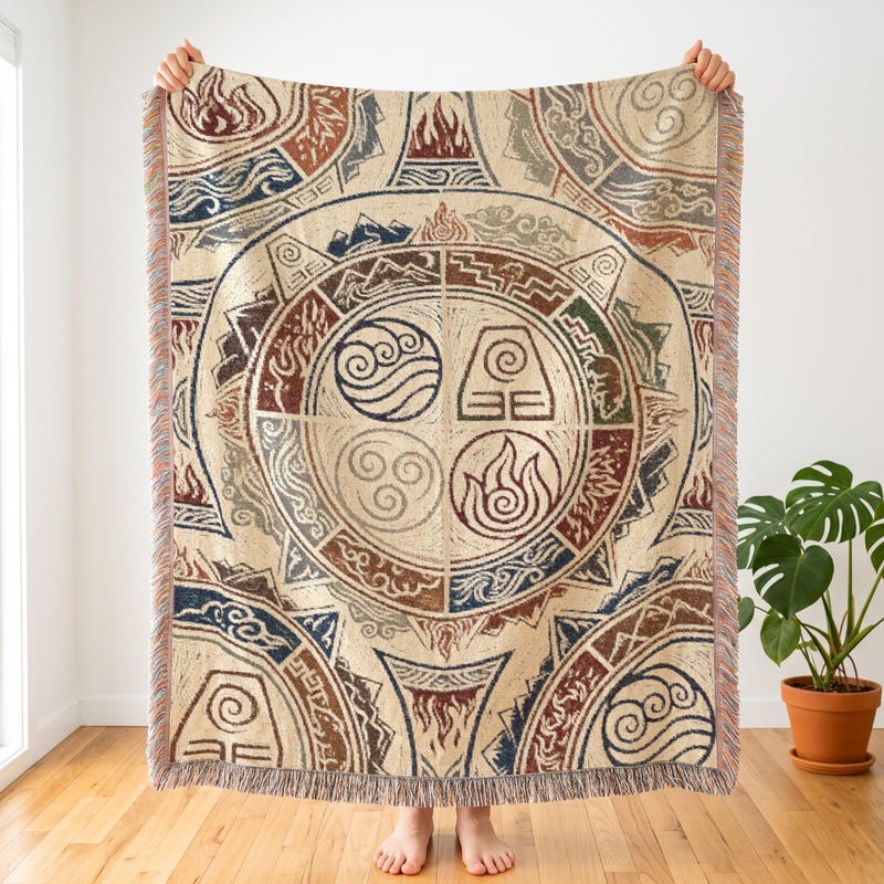 Four Elements Anime Tapestry | ATLA Inspired Woven Throw