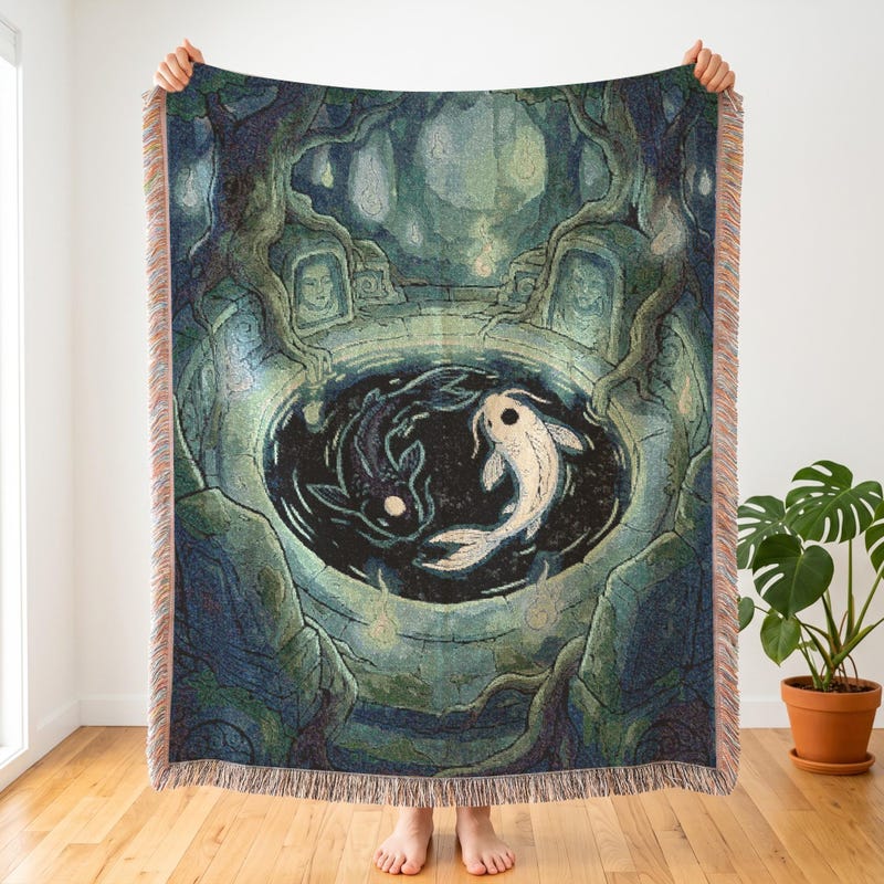 Yin Yang Koi Fish Blanket | ATLA  Inspired Spirit World Art