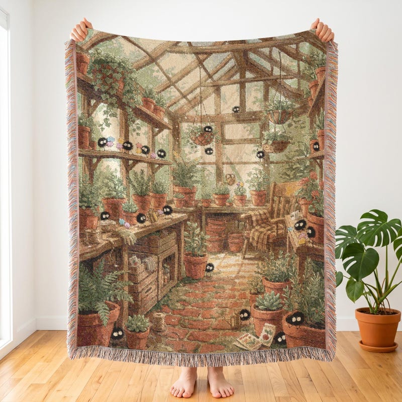 Soot Sprite Greenhouse Throw | Spirited Away Inspired Blanket