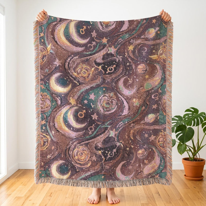 90s Magical Girl Woven Blanket | Anime, Crescent Moon Inspired Decor