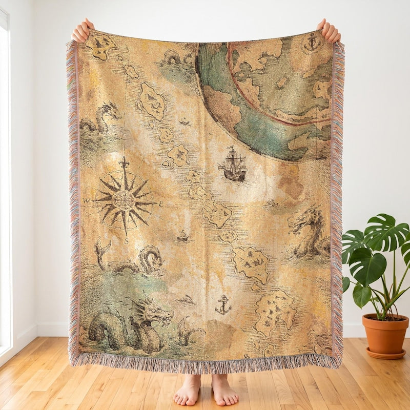 Grand Line Pirate Map Blanket | One Piece Inspired Tapestry