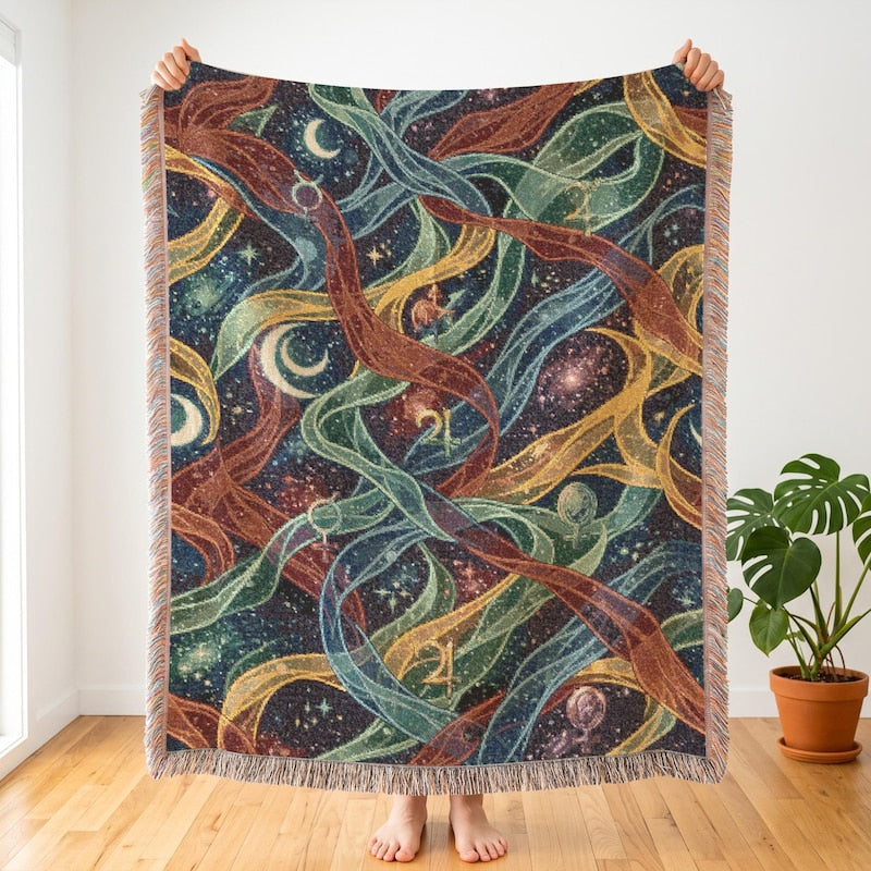 Celestial Ribbon Woven Throw | 90s Anime Inspired Tapestry