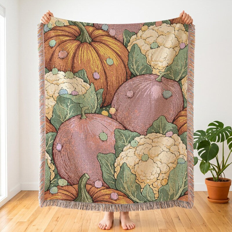 Stardew Valley Giant Crop Woven Blanket, Junimo Art Throw