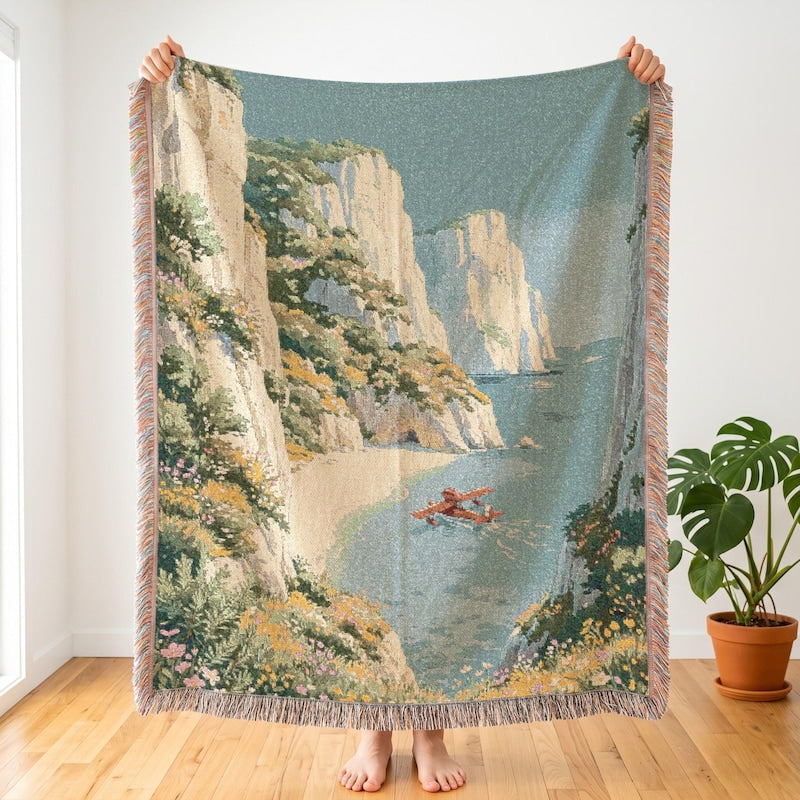 Porco Rosso Woven Blanket, Studio Ghibli Tapestry