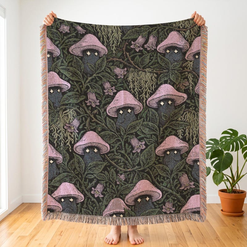 Poison Garden Woven Blanket, Spooky Kawaii Throw